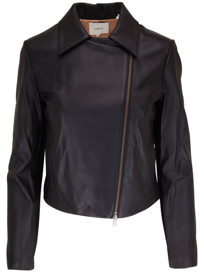 Vince Classic Leather Jacket In Black