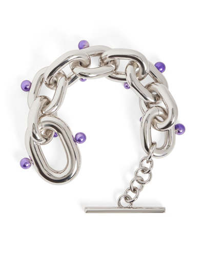 Rabanne Xl Pearl-embellished Chain-link Bracelet In Silver