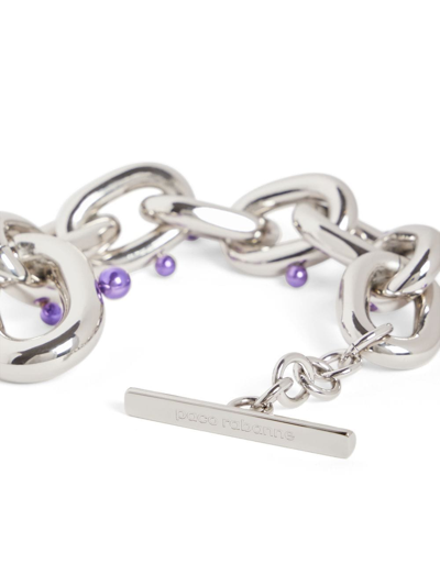 Rabanne Xl Pearl-embellished Chain-link Bracelet In Silver