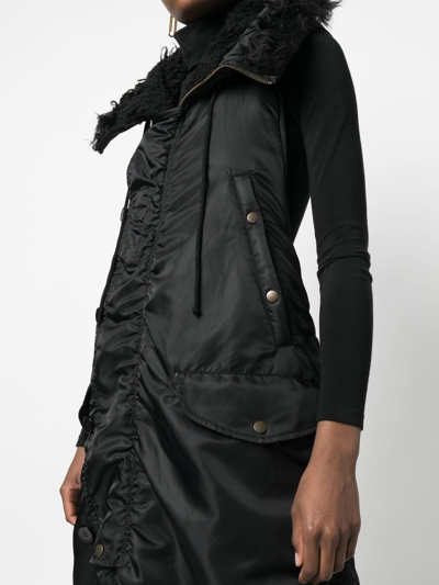 Shop Mm6 Maison Margiela Faux Fur-trimmed Padded Coat In Black