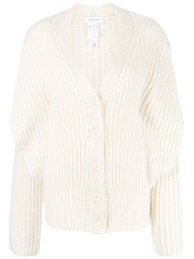 Shop Fabiana Filippi Drop-shoulder Rib-knit Cardigan In White