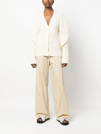 Shop Fabiana Filippi Drop-shoulder Rib-knit Cardigan In White