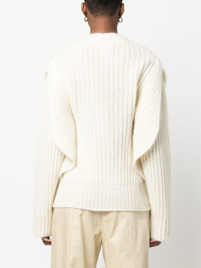 Fabiana Filippi Drop-shoulder Rib-knit Cardigan In White