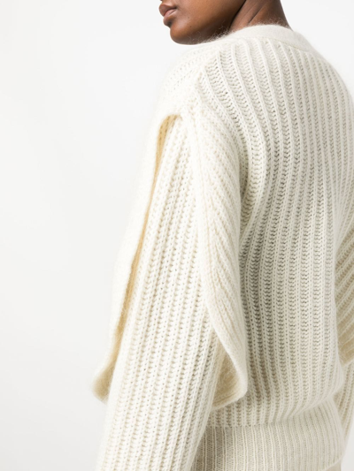 Shop Fabiana Filippi Drop-shoulder Rib-knit Cardigan In White