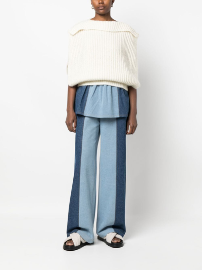 Shop Fabiana Filippi Patchwork-denim Mini Skirt In Blue