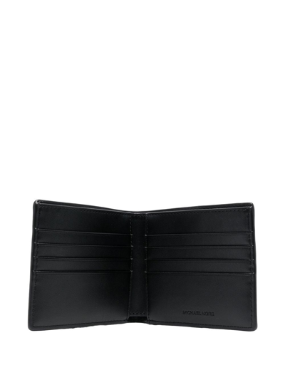 Shop Michael Kors Grained-leather Bi-fold Wallet In Blue