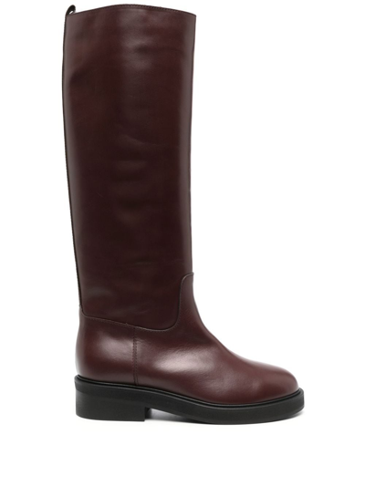 Shop Via Roma 15 Knee-length Leather Boots In Brown