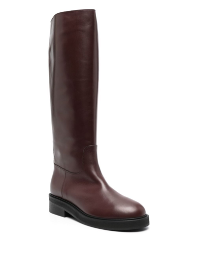 Shop Via Roma 15 Knee-length Leather Boots In Brown