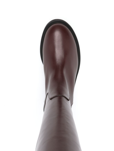 Shop Via Roma 15 Knee-length Leather Boots In Brown