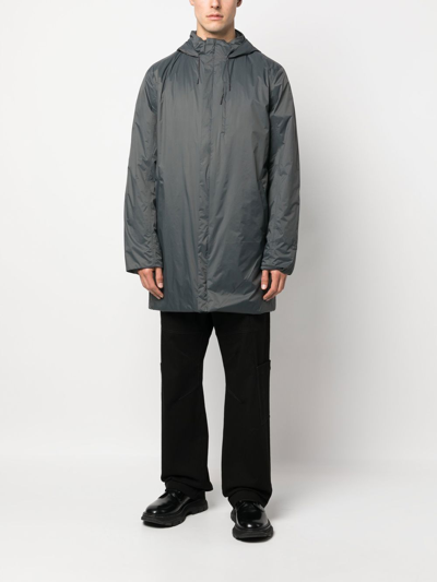 Shop Rains Zip-up Hooded Raincoat In Grey