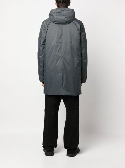 Shop Rains Zip-up Hooded Raincoat In Grey