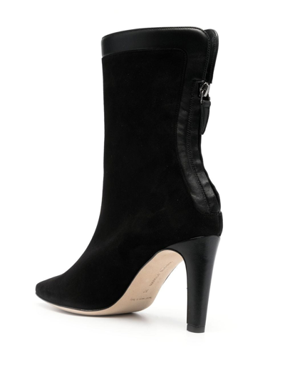 Shop Manolo Blahnik 90mm Suede Ankle Boots In Black