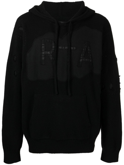 Shop Rta Logo-patch Drawstring Hoodie In Black