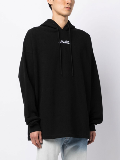 Shop Off-white Embroidered Logo Hoodie In Black