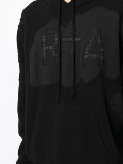 Shop Rta Logo-patch Drawstring Hoodie In Black
