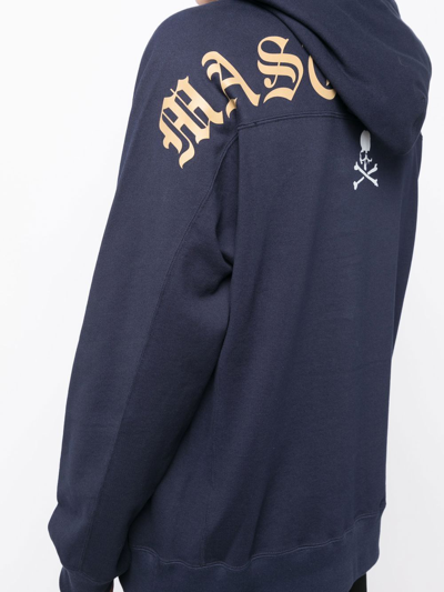 Shop Mastermind Japan Logo-print Drawstring Hoodie In Blue