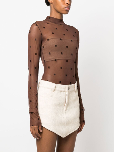 Shop Givenchy 4g Sheer Bodysuit In Brown
