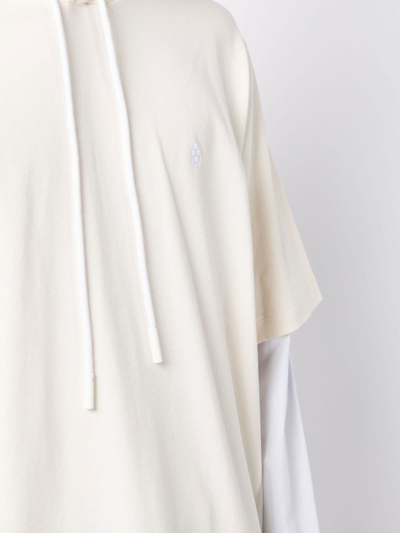 Shop Marcelo Burlon County Of Milan Layered Drawstring Hoodie In White
