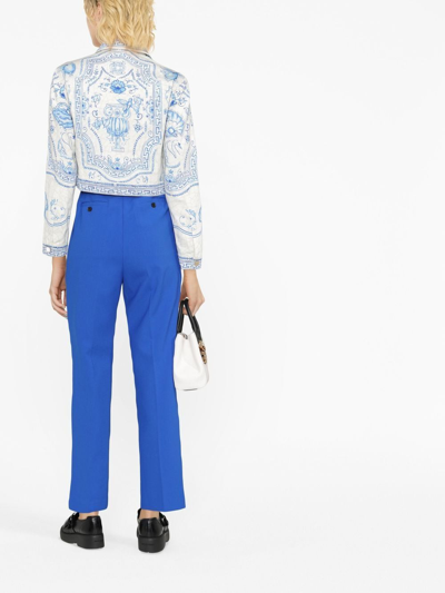Shop Casablanca Graphic-print Cropped Jacket In Blue