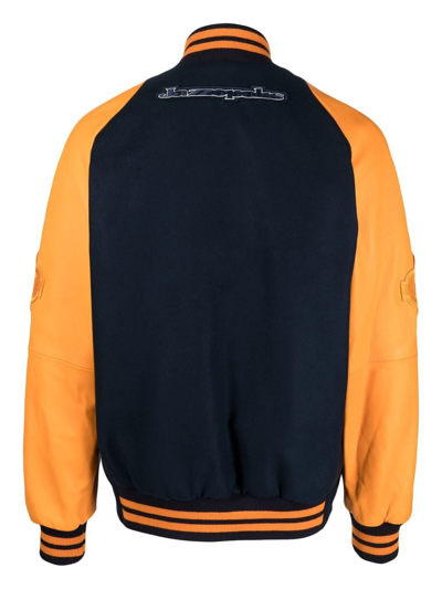 Shop Paura Thomas Patch-detail Varsity Jacket In Blue