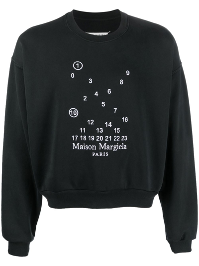 Shop Maison Margiela Logo-print Cotton Sweatshirt In Black