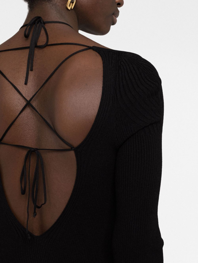 Nensi Dojaka Keyhole Front-split Knitted Mini Dress In Black