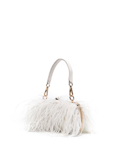 Shop La Milanesa Ame Feather-detail Clutch Bag In White