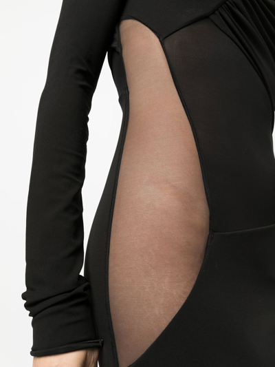 Shop Nensi Dojaka Cold Shoulder Midi Dress In Black