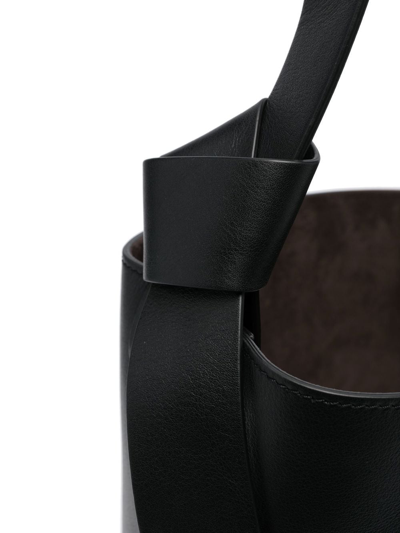 Shop Lanvin Hobo Tie Leather Shoulder Bag In Black