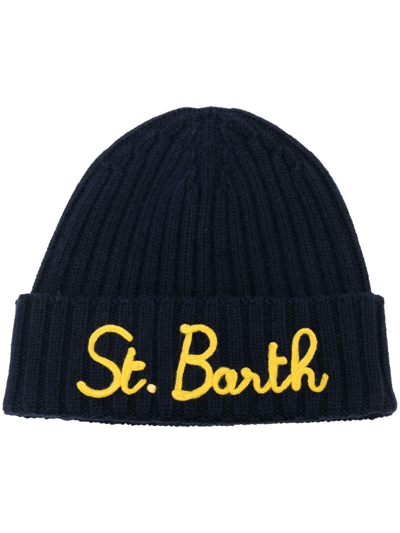 Shop Mc2 Saint Barth St. Barth Embroidered Beanie In Blue