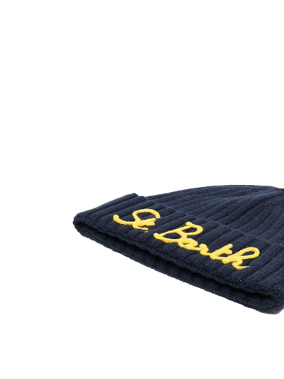 Shop Mc2 Saint Barth St. Barth Embroidered Beanie In Blue