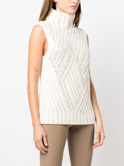 Ermanno Scervino Embellished Roll-neck Sweater In White