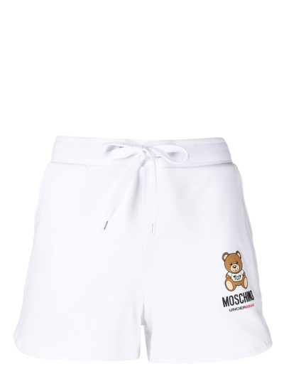Shop Moschino Teddy Bear Motif Pyjama Shorts In White