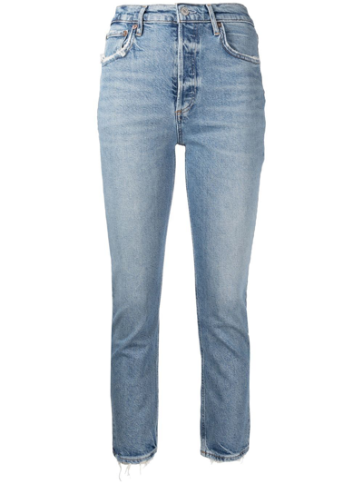 Shop Agolde Riley High-waist Jeans In Blue