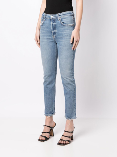 Shop Agolde Riley High-waist Jeans In Blue