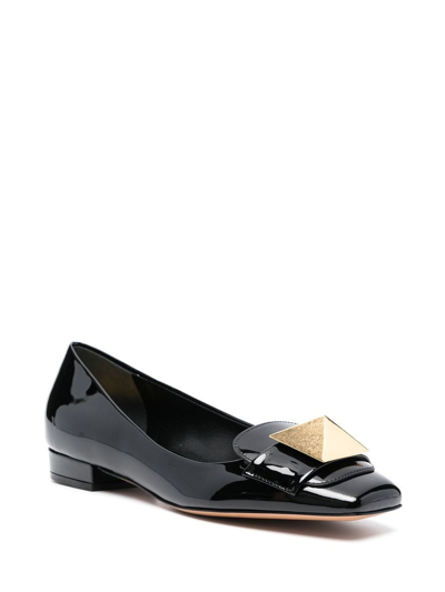 Shop Valentino One Stud Patent Leather Ballerina Shoes In Black