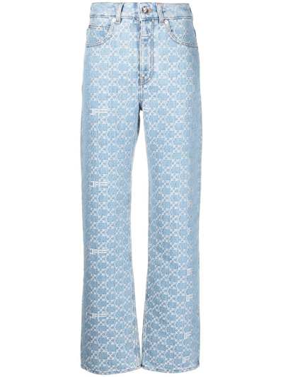 Shop Off-white Logo-print Denim Jeans In Blue