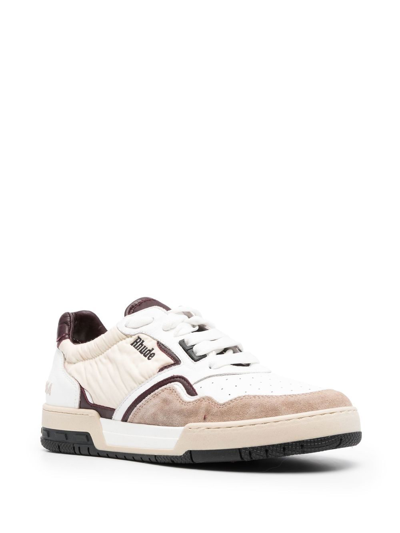 Shop Rhude Lace-up Logo-patch Sneakers In White