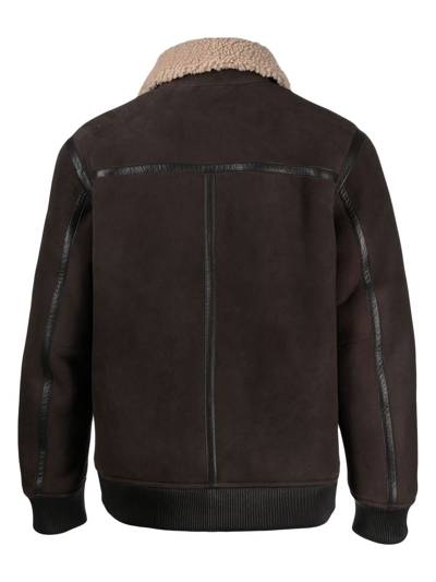 Shop Theory Shearling Zip-fastening Jacket In Brown