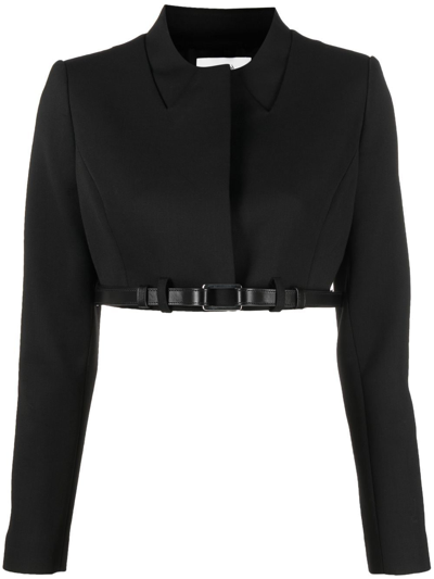 Shop Coperni Belted Cropped Jacket In Black