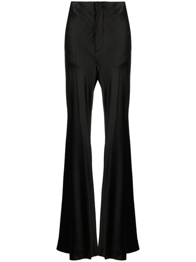 Maison Margiela High-rise Flare-leg Satin Trousers In Black
