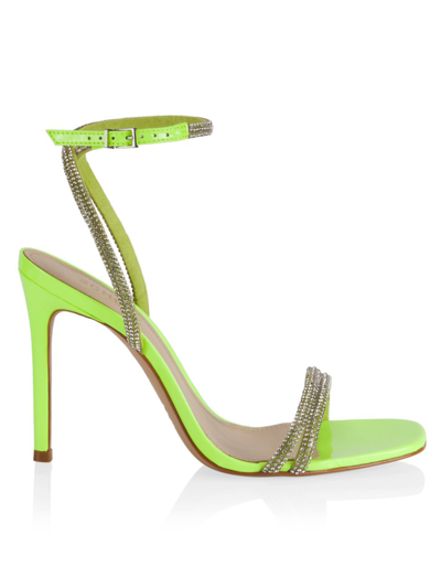 Shop Schutz Women's Altina Crystal-embellished Ankle-strap Sandals In Crystalgreen