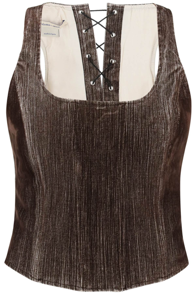 Shop Paloma Wool 'dusk' Velvet Bustier Top In Brown