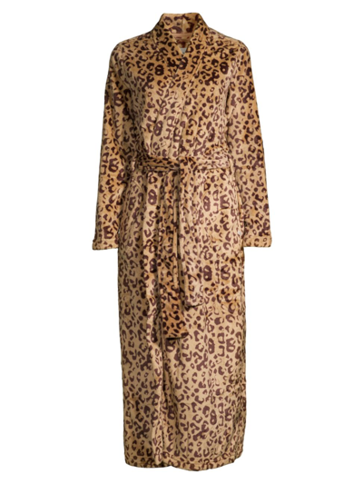 Shop Ugg Women's Marlow Double Face Fleece Robe In Live Oak Leopard