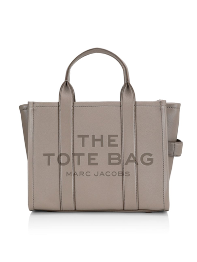 Shop Marc Jacobs Women's The Leather Medium Tote In Cement
