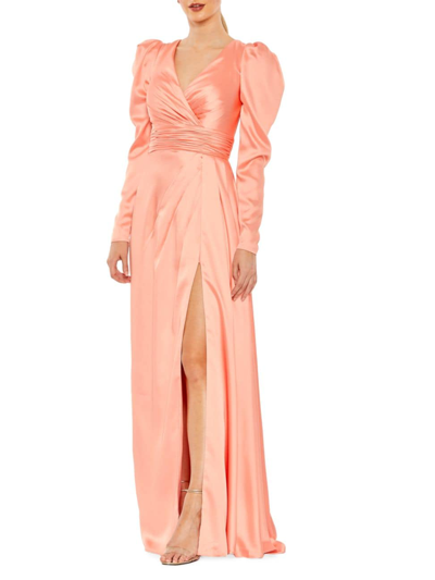 Shop Mac Duggal Women's Satin A-line Gown In Peach