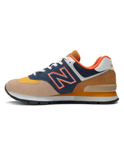 New Balance Men's 574 Rugged Logo Suede Running Sneakers In Brown/blue |  ModeSens