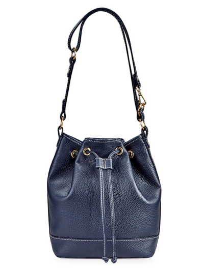 Shop Gigi New York Women's Cassie Leather Bucket Bag In Navy