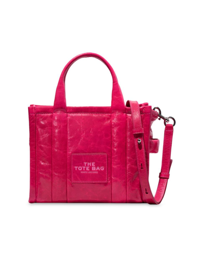 Shop Marc Jacobs Women's The Shiny Crinkle Mini Tote Bag In Magenta