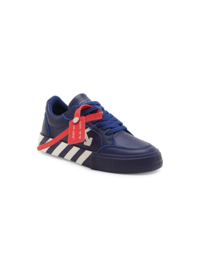 Shop Off-white Little Boy's & Boy's Vulcanized Leather Sneakers In Navy Blue White
